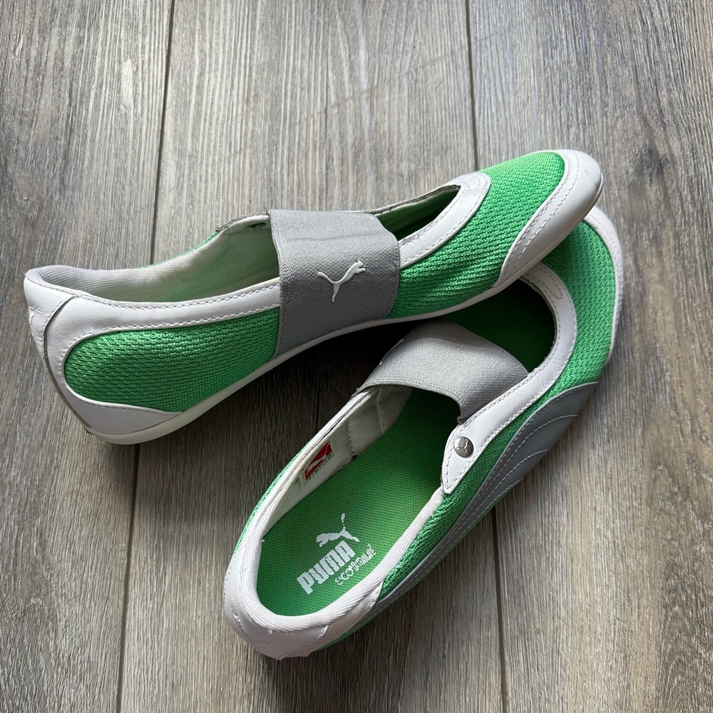 Puma Green and Gray Slip-On Flats